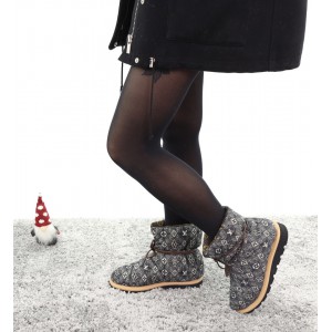 Зимние дутые ботинки LV Pillow Boots, черно-белые