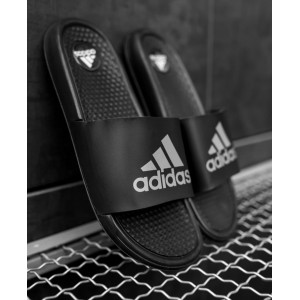 Тапки  Adidas Black  (рефлектив)