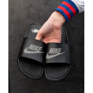 Тапки  Nike Black  (рефлектив)